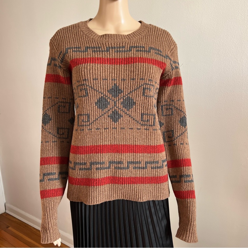 PENDELTON Westerly Crew Neck Long Sleeve Lamb Wool Knit Sweater Size XS